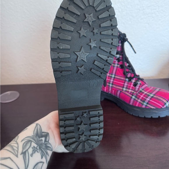 Plaid Lace-Up Ankle Boots - Picture 2 of 2